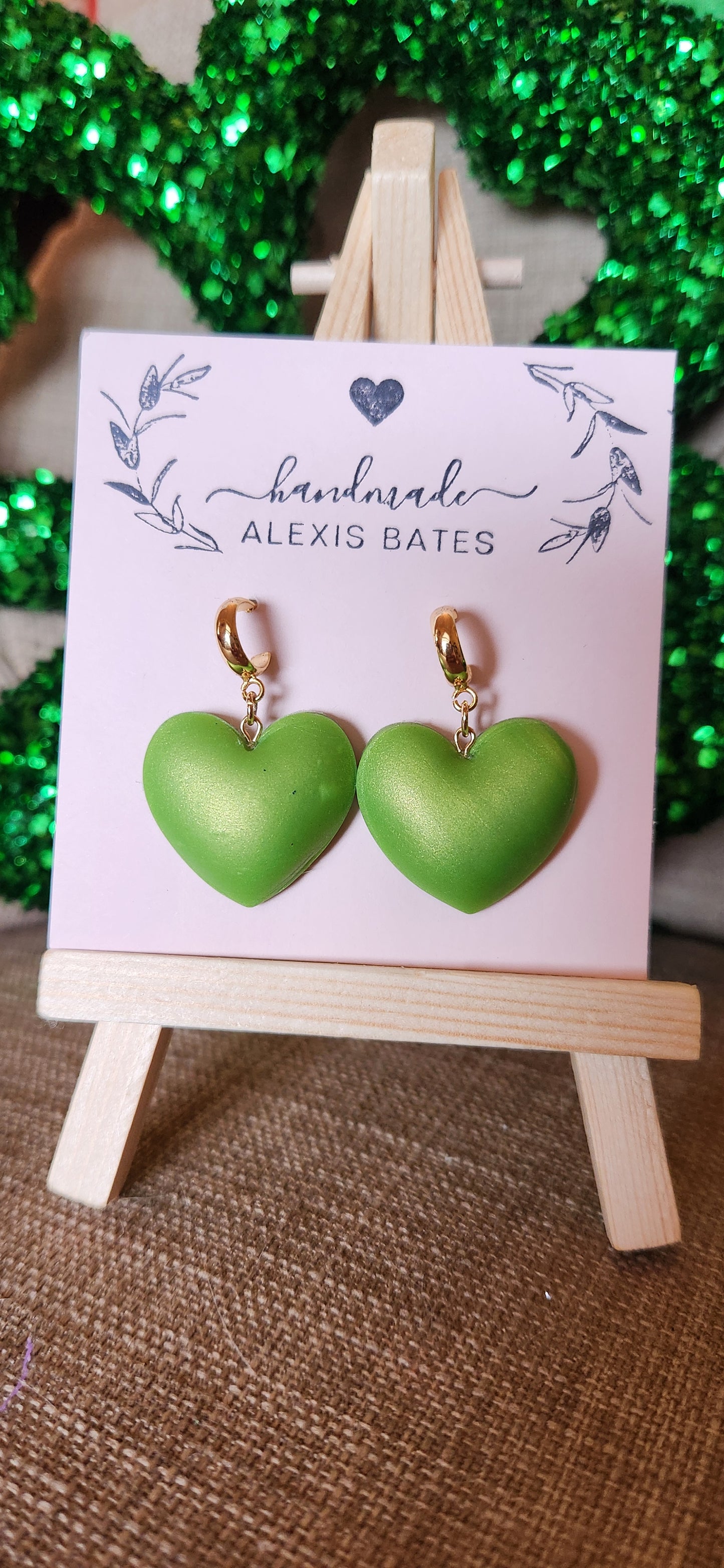 Green Puffy Hearts
