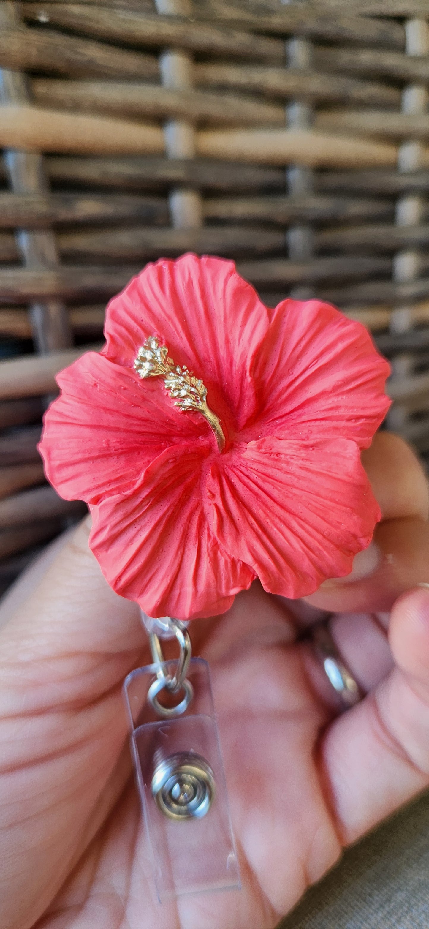 Hibiscus Badge Reel flower ONLY (orange, red, white)
