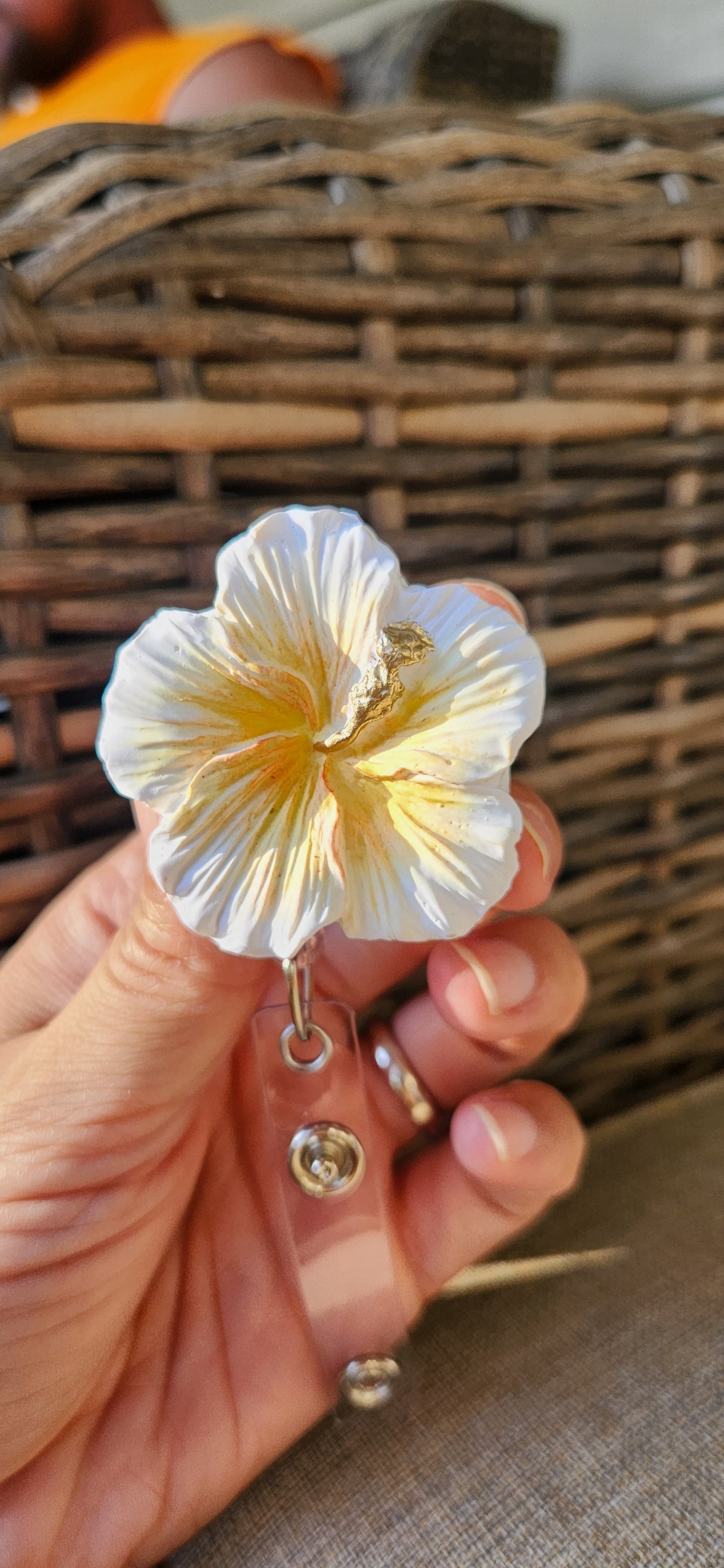 Hibiscus Badge Reel flower ONLY (orange, red, white)