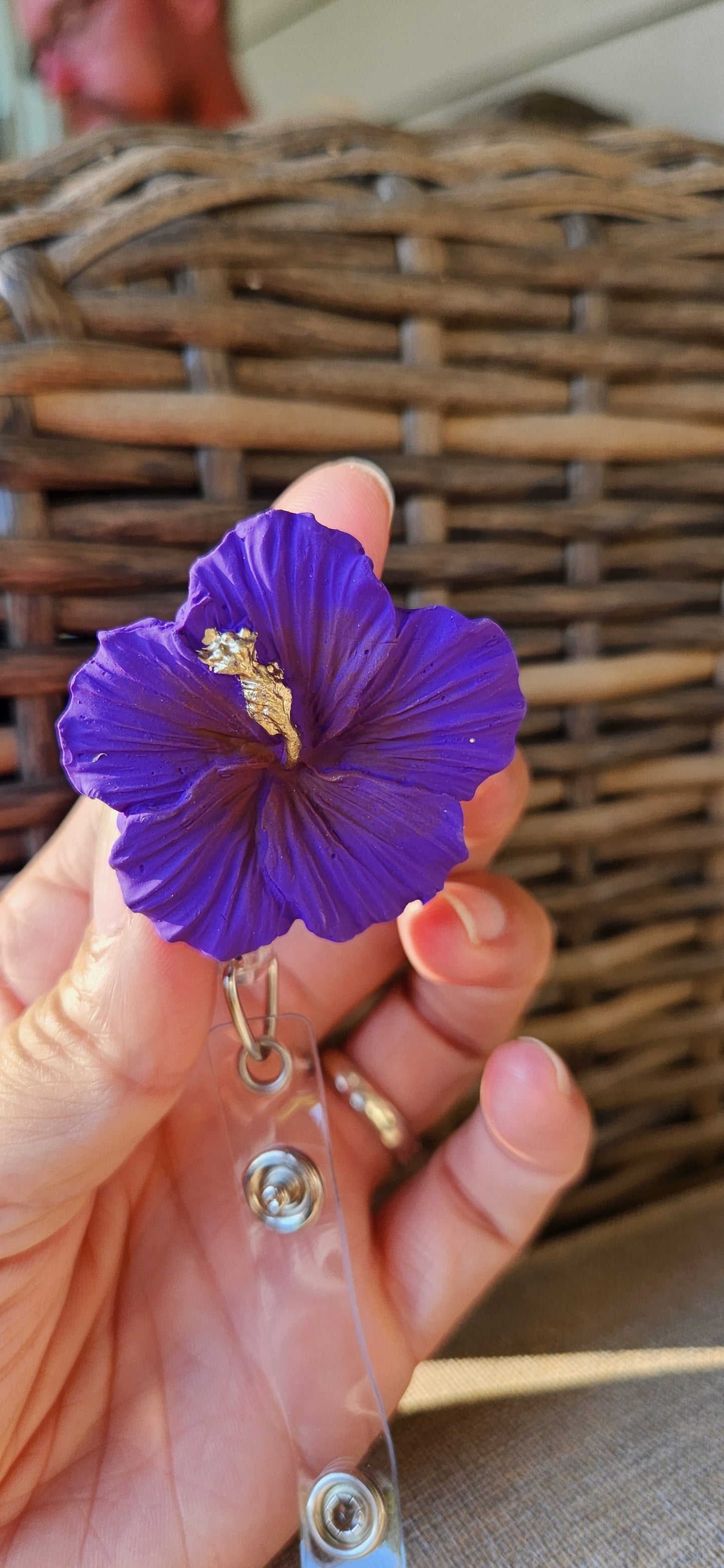Hibiscus Badge Reel- flower ONLY (purple, pink, yellow)