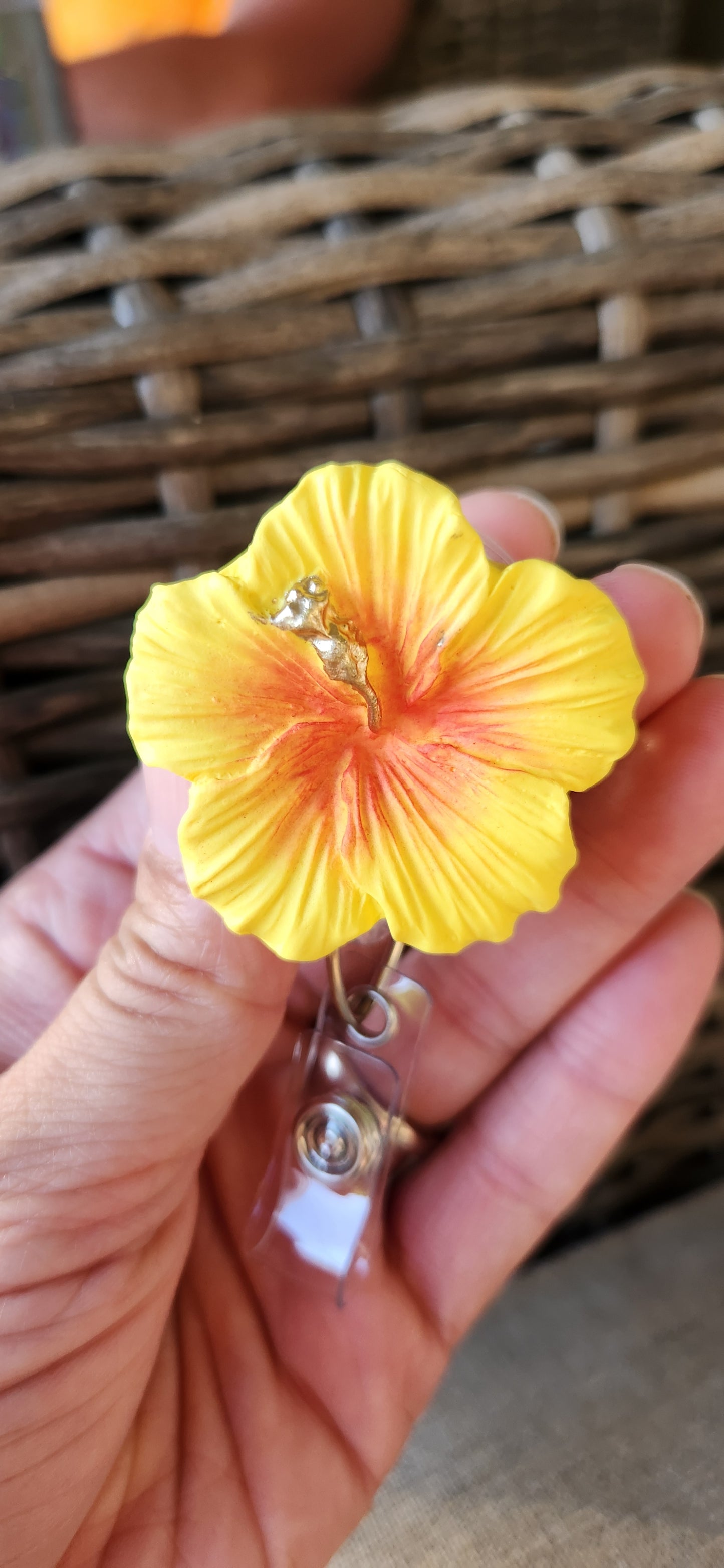 Hibiscus Badge Reel- flower ONLY (purple, pink, yellow)