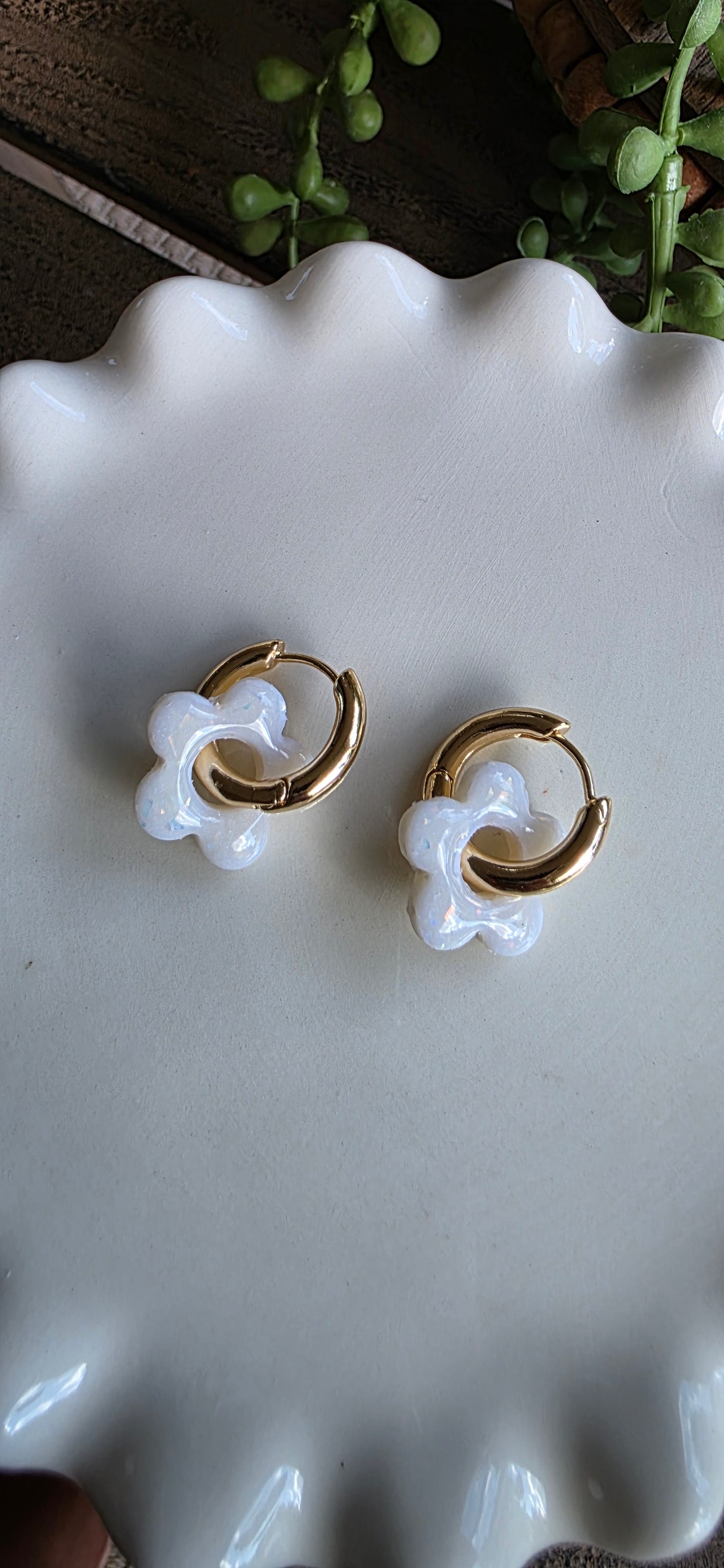 Opal Daisy Hoops