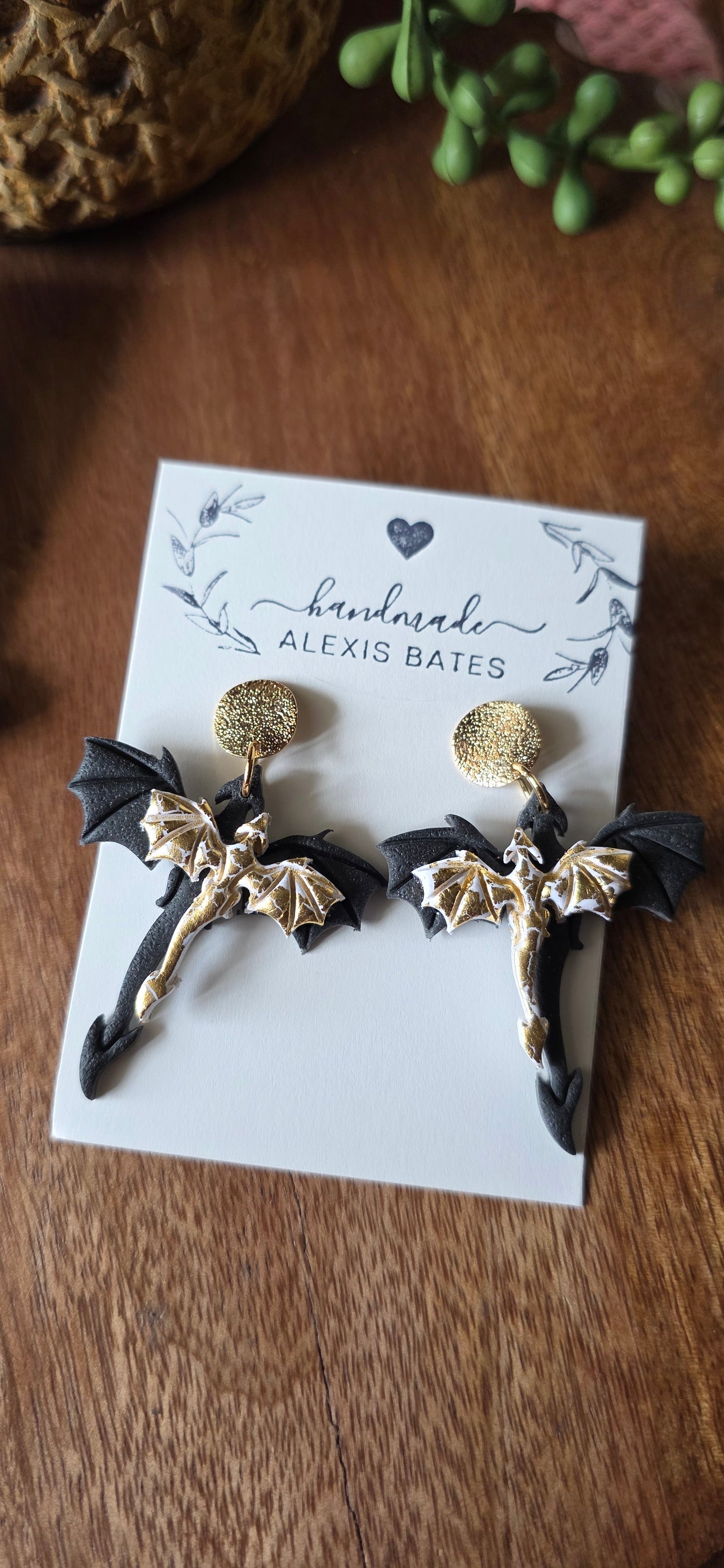Black Dragon and Gold Dragon Dangle