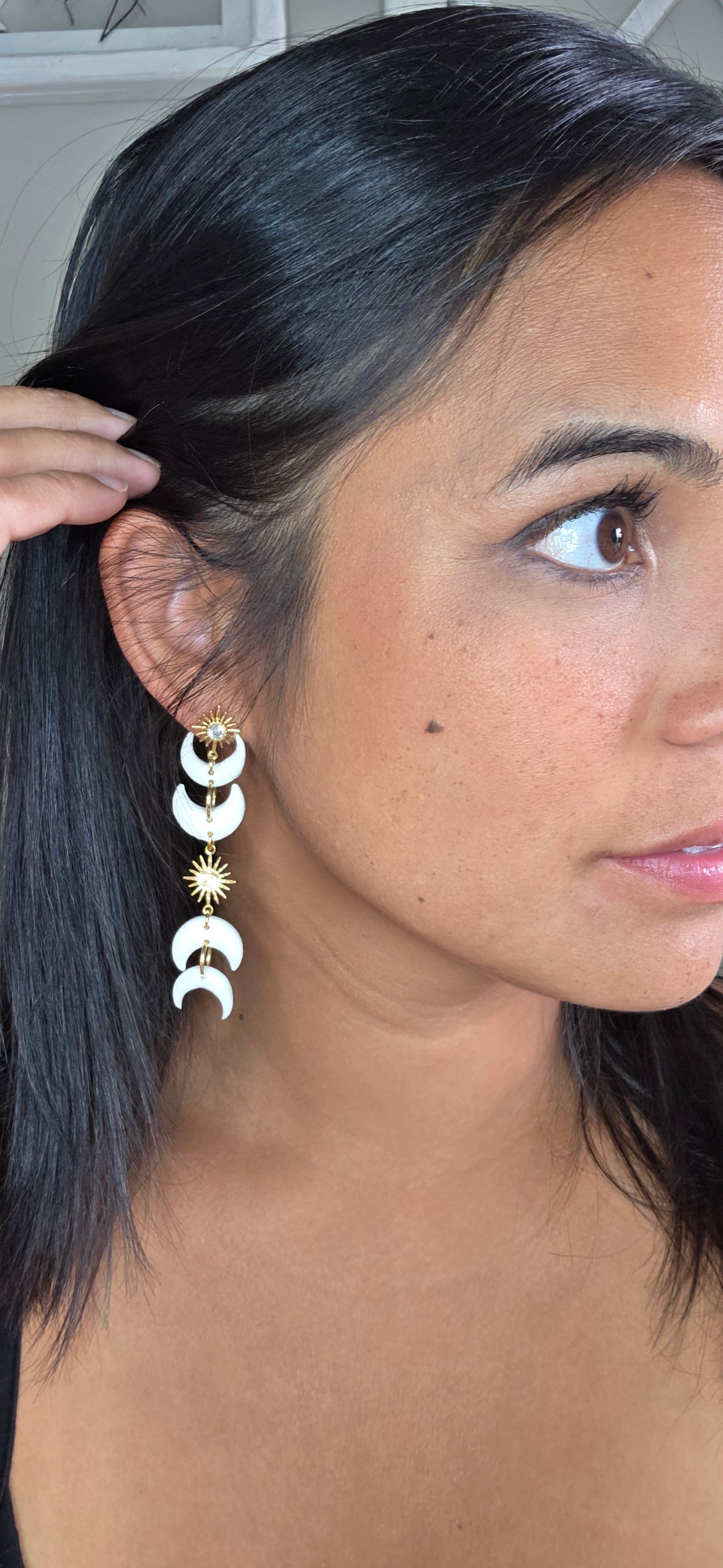 Night Court Moon Dangles (White)
