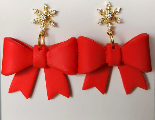 Christmas Ribbon Dangle Earrings