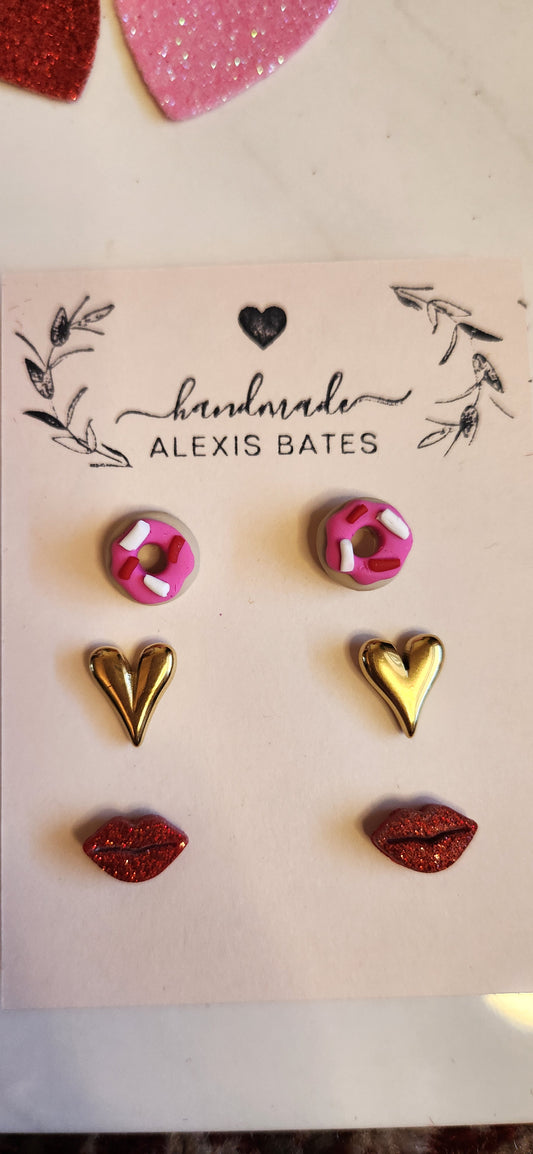 3 Pack Valentine's Studs