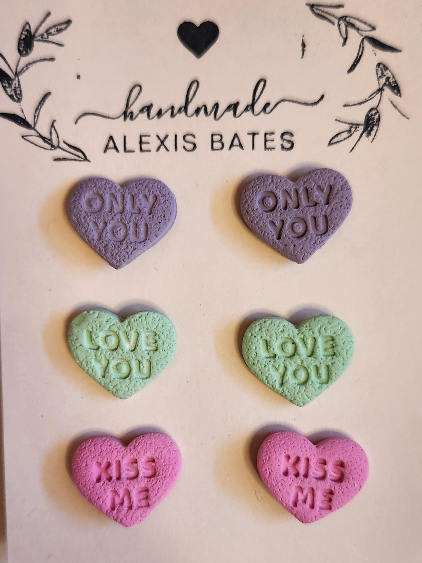 3 Pack Conversation Heart Studs