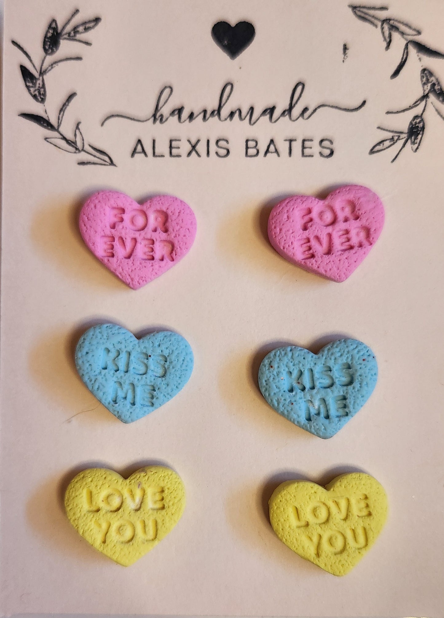 3 Pack Conversation Heart Studs