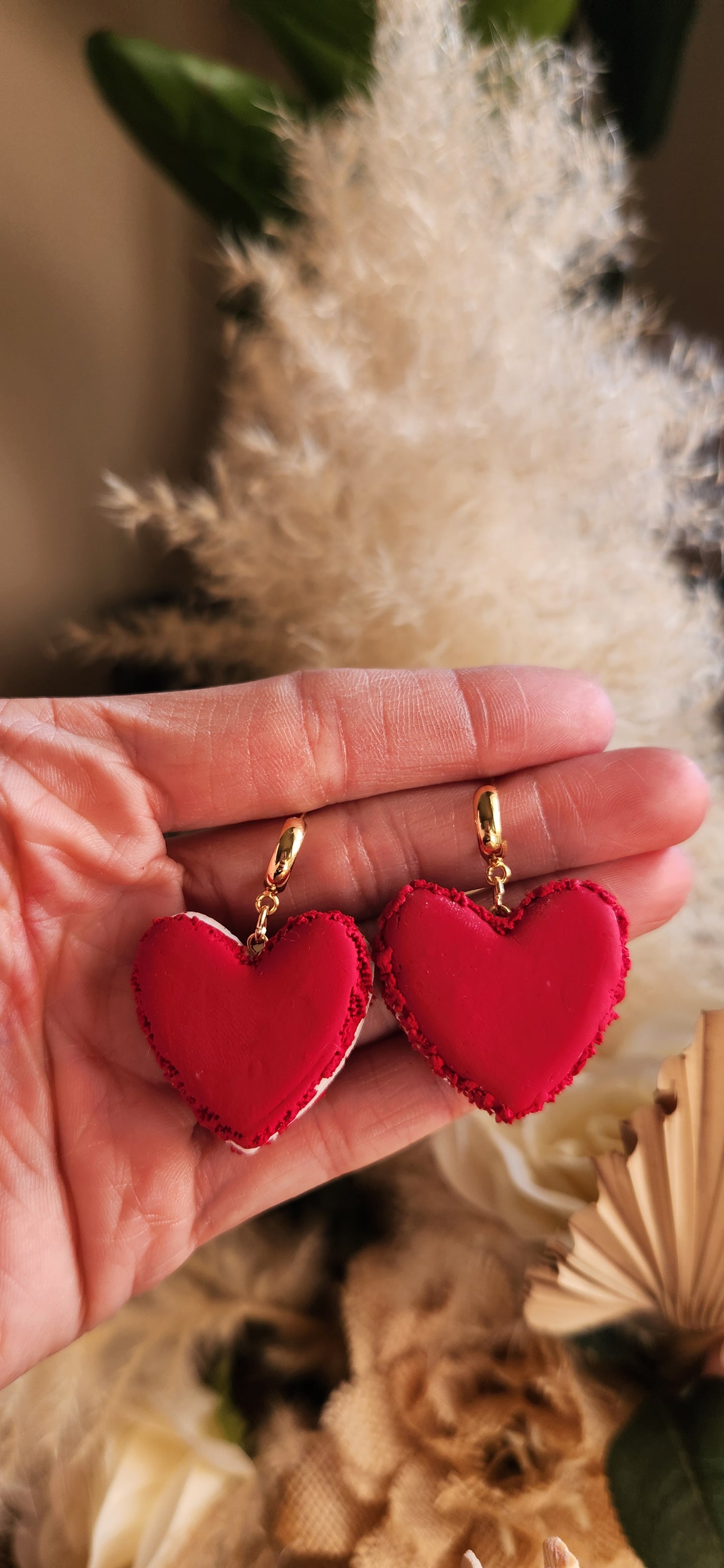 Red Heart Macaron Dangles