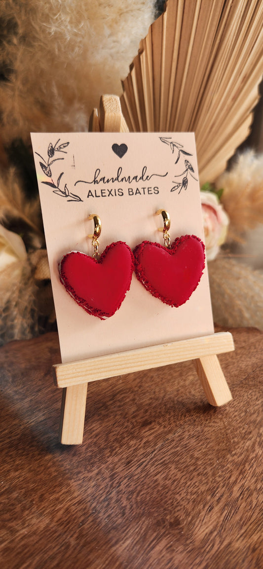 Red Heart Macaron Dangles