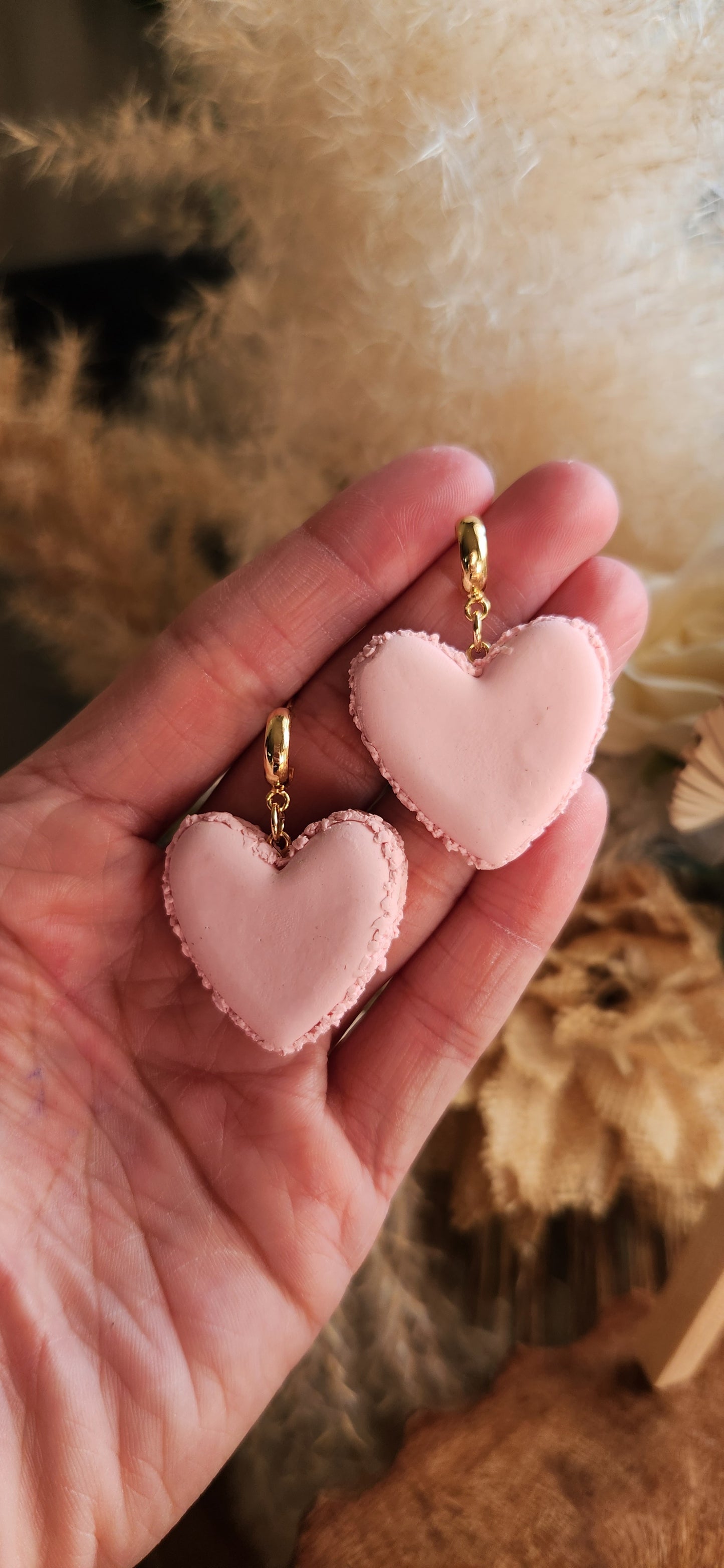 Pink Heart Macaron Dangles