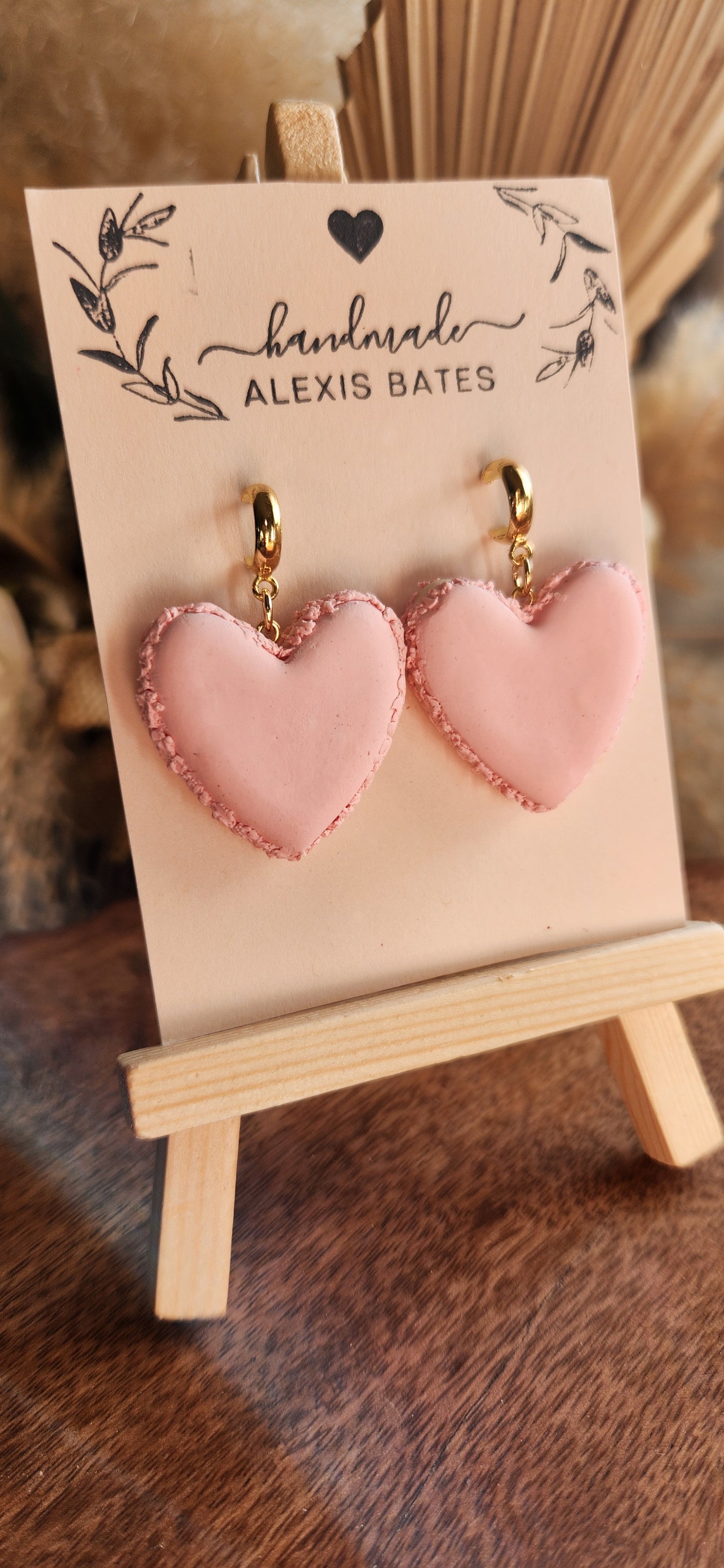 Pink Heart Macaron Dangles