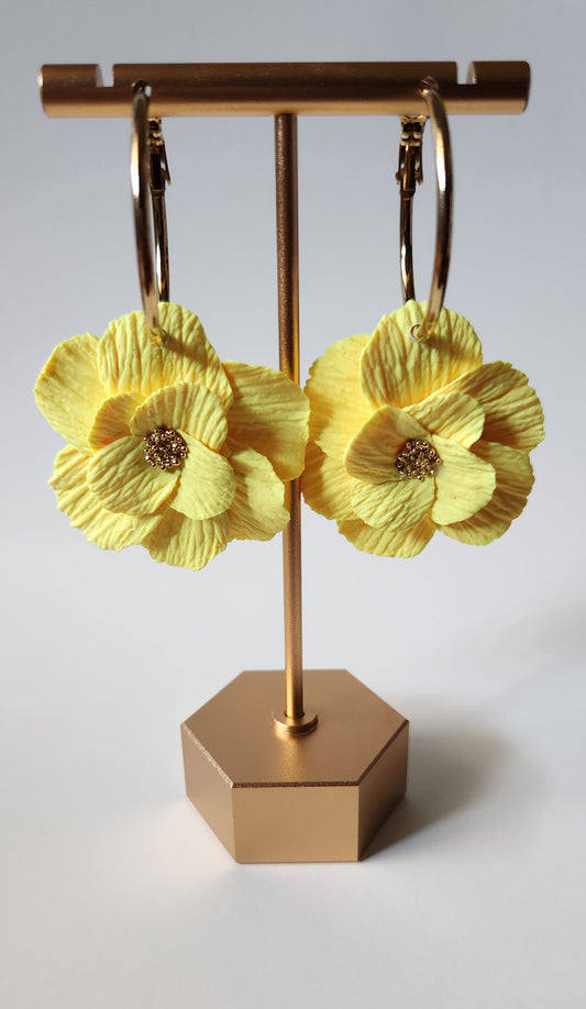Yellow Flower Hoops