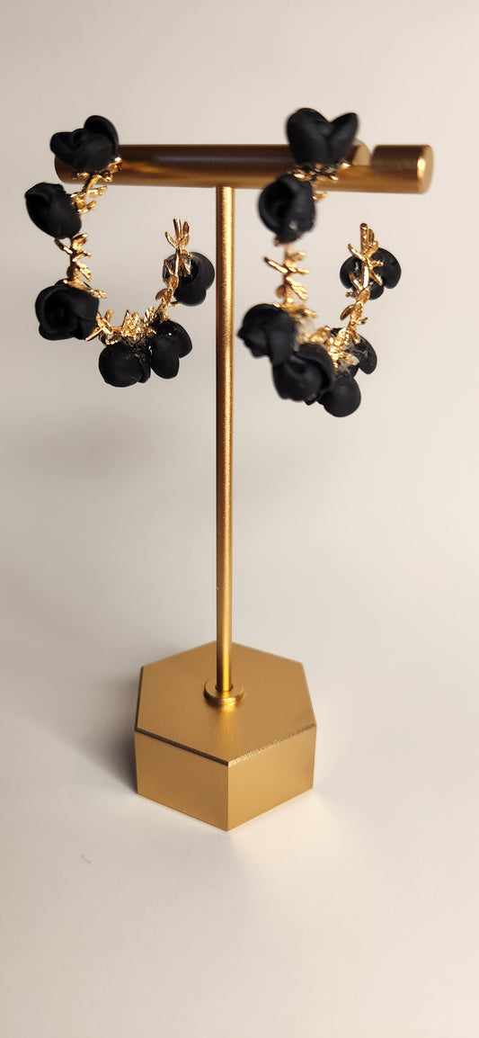 Golden Hoops with Roses