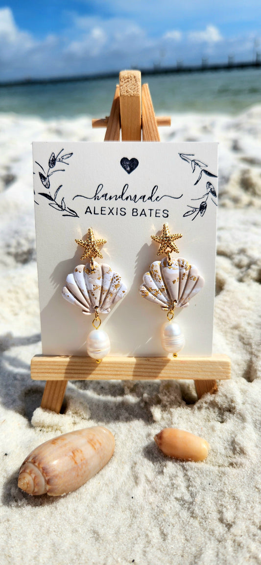 Seashell and Pearl Dangle