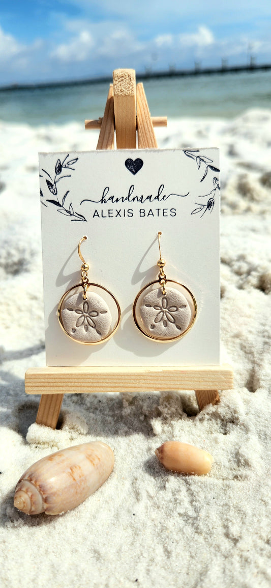 Sand Dollar Gold Ring Dangle