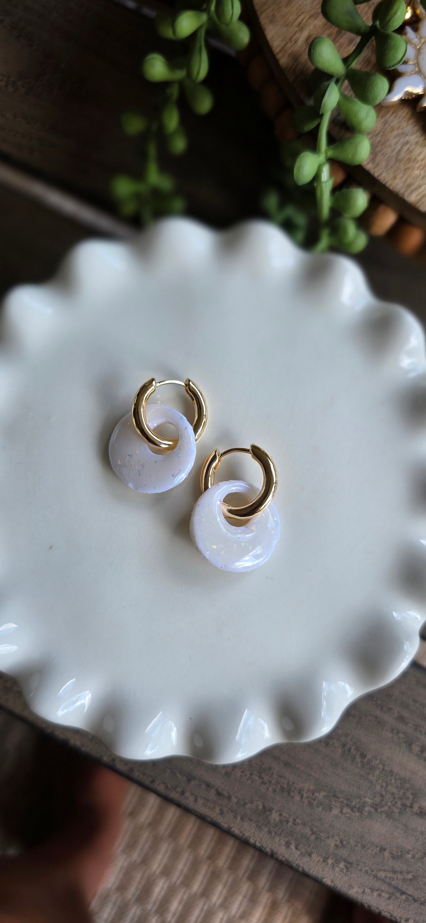 Opal Accent Circle Hoops