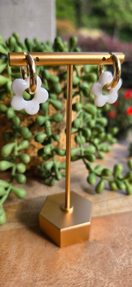 Opal Daisy Hoops