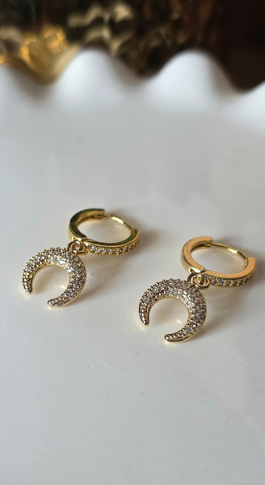 Crescent Moon Huggie Earrings