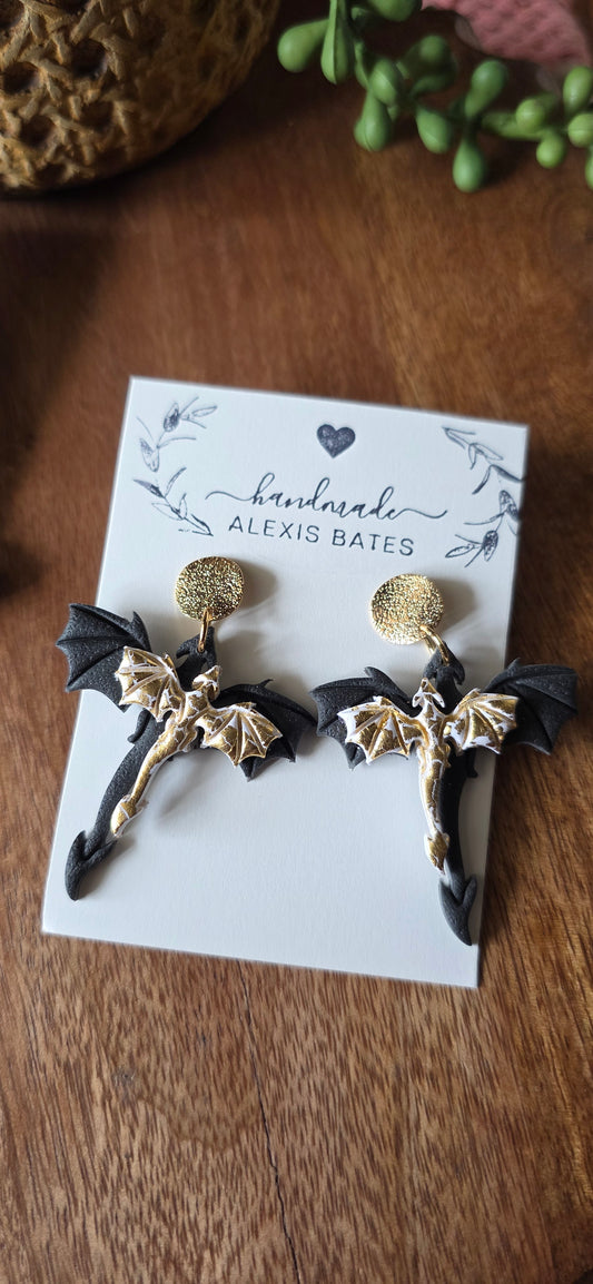 Black Dragon and Gold Dragon Dangle