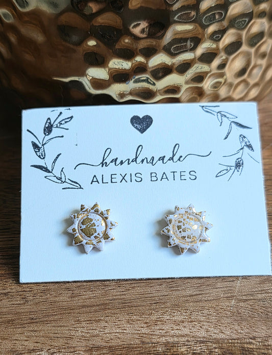Celestial Sun Studs-white