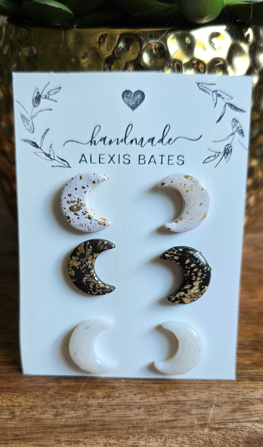Celestial Moon Stud (Single Pair)