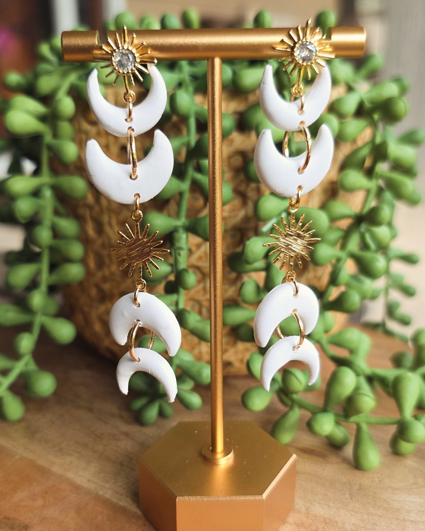 Night Court Moon Dangles (White)